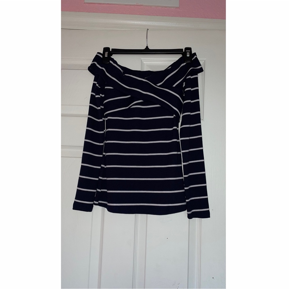 NWT Navy Blue and White Striped Shirt